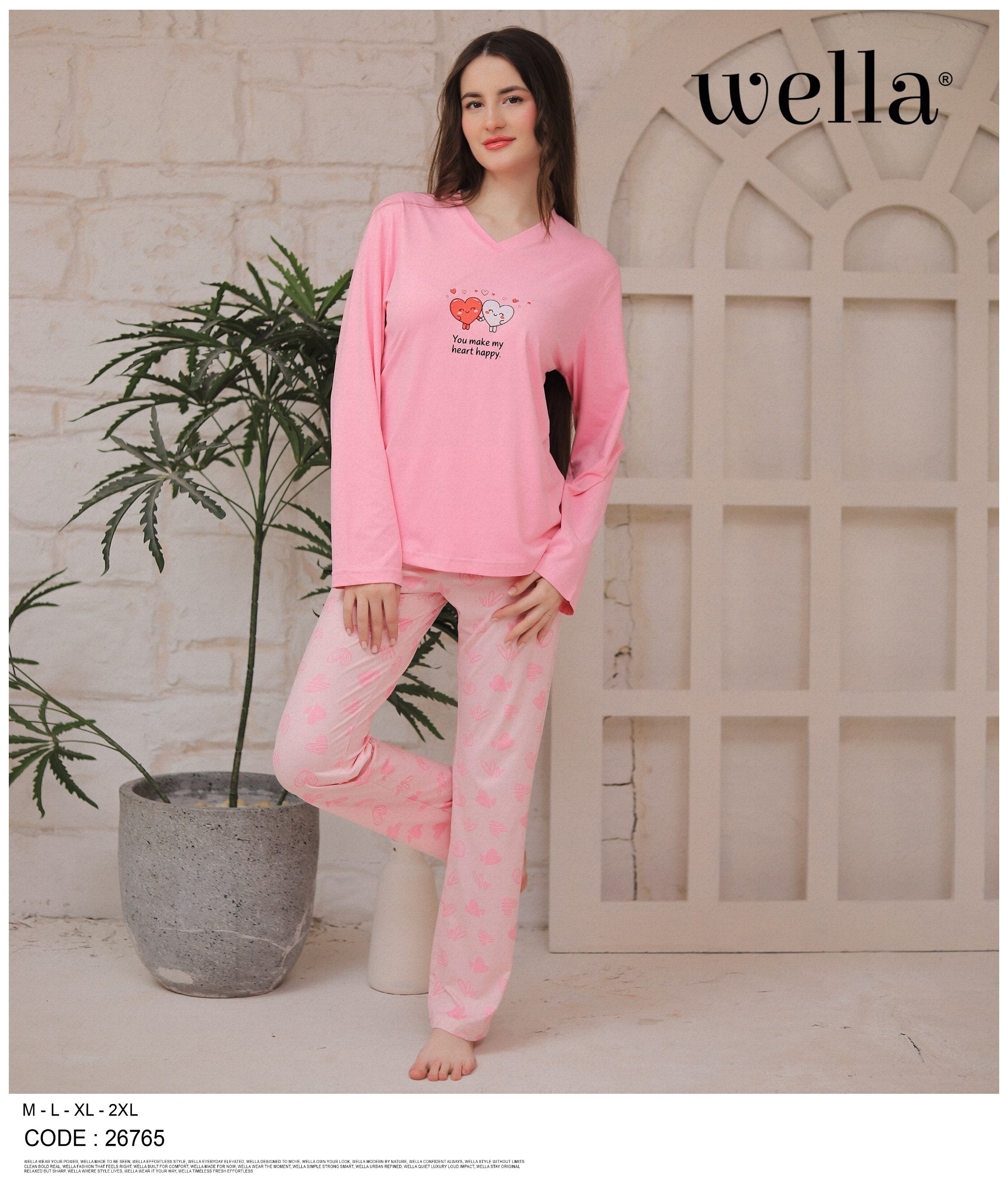 Heart V-Neck Pajama Set