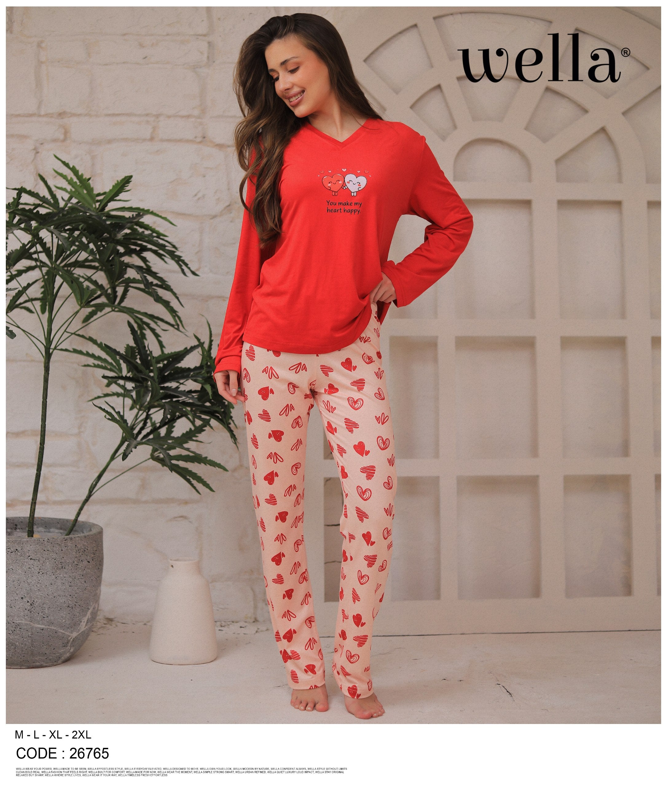Heart V-Neck Pajama Set