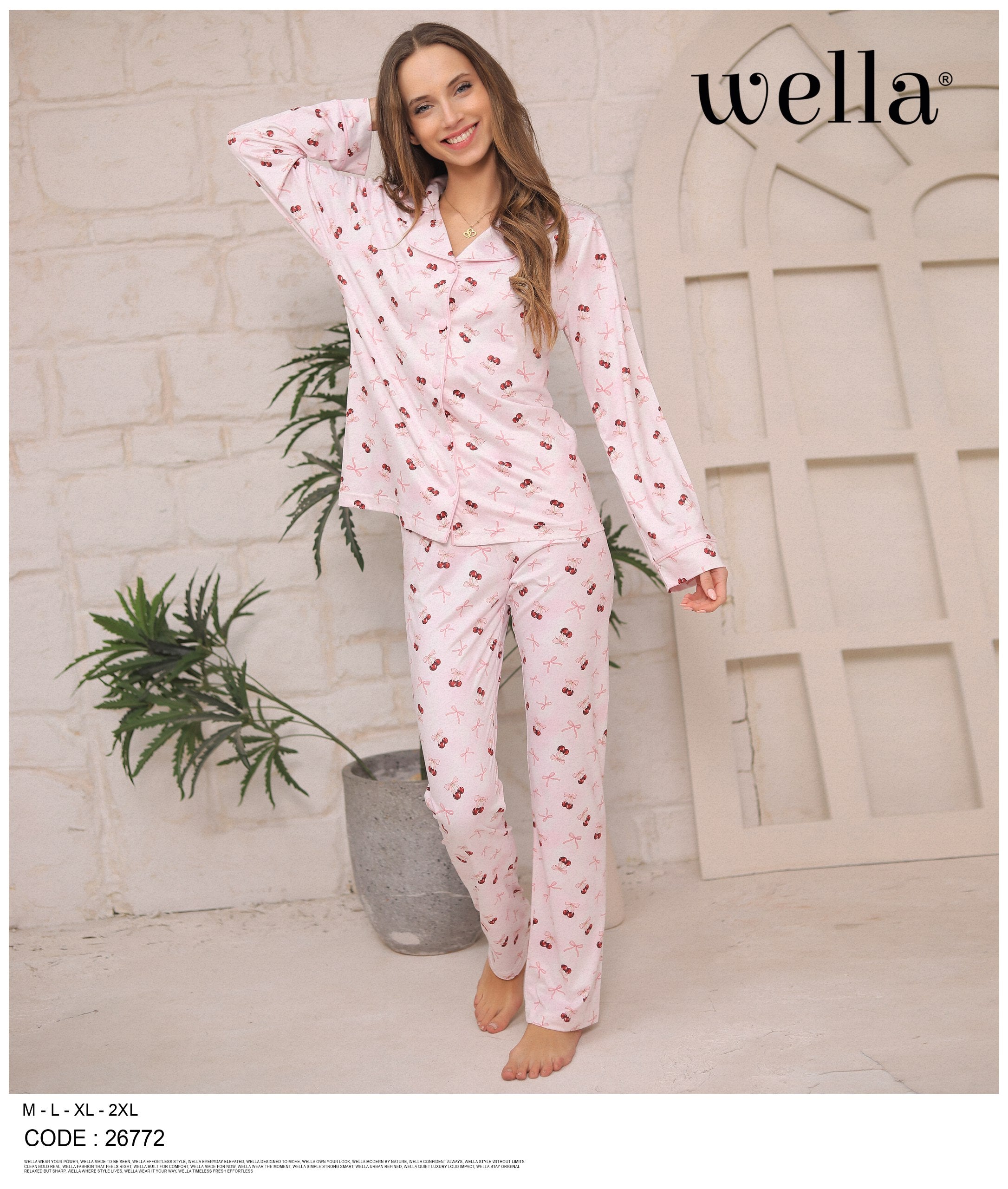 Cherry Ribbon Pajama Set