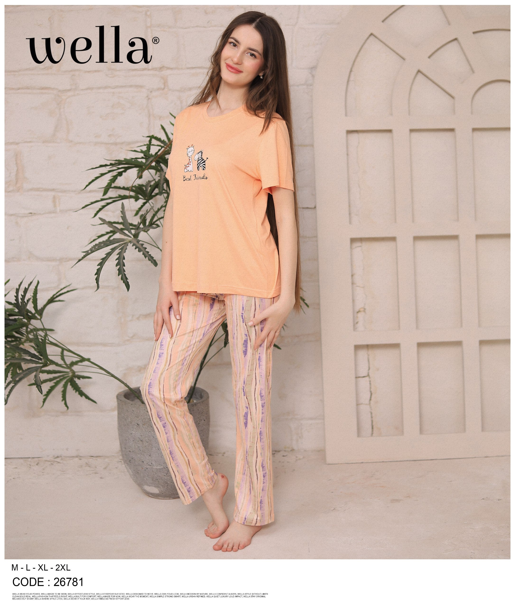 Peach Best Friends Pajama Set