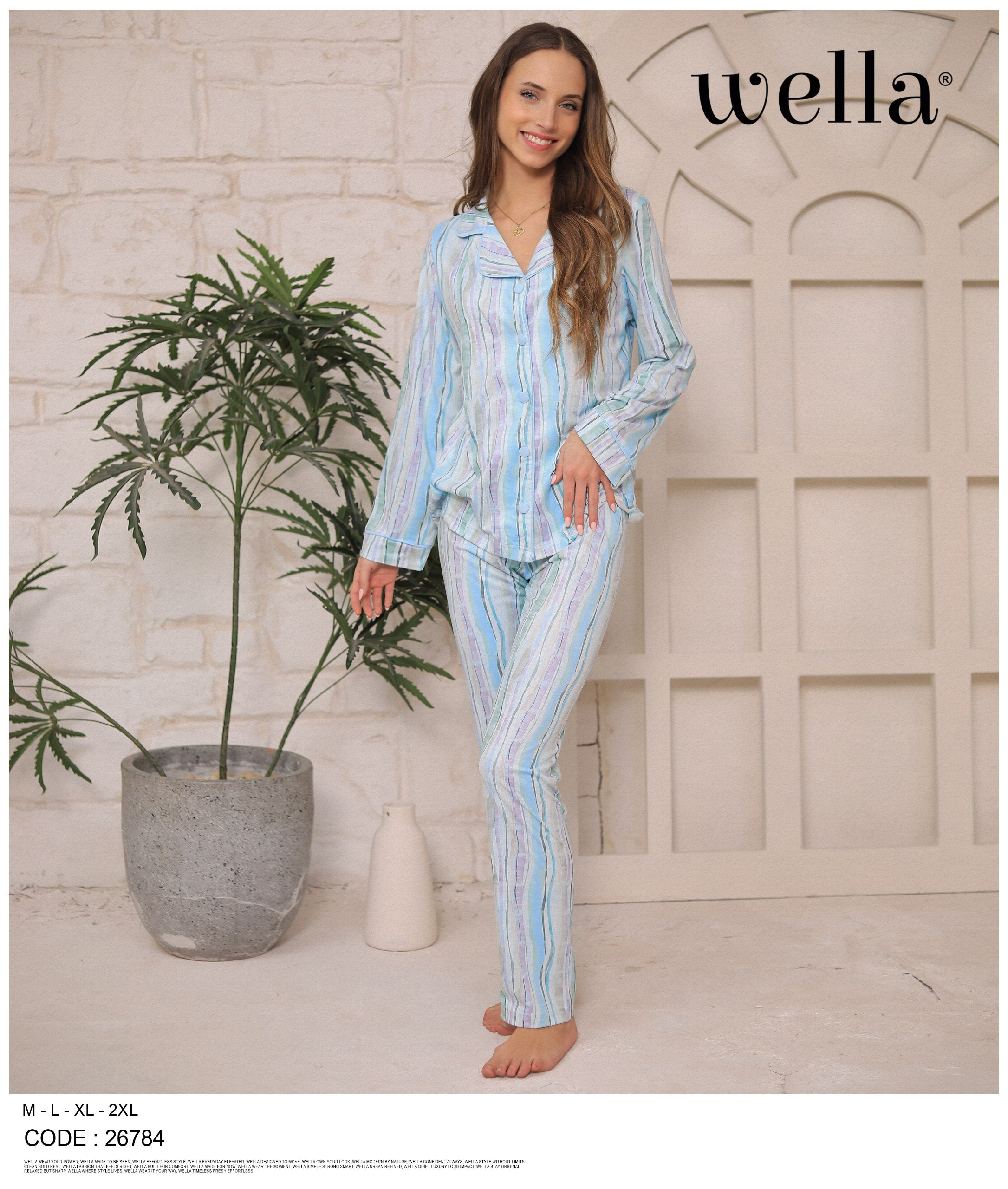 Aqua Watercolor Stripe Pajama Set