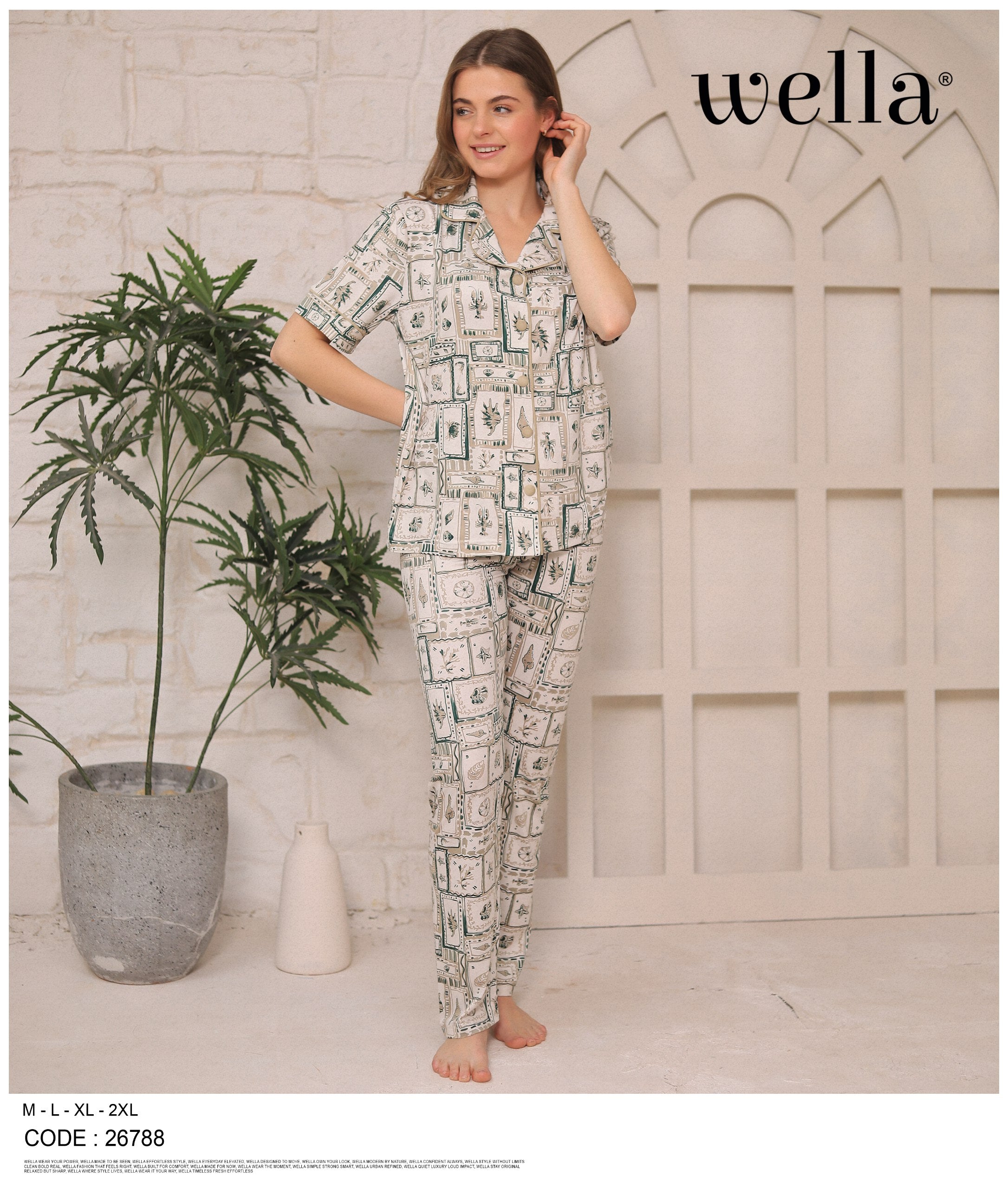 Red Ocean Tiles Pajama Set