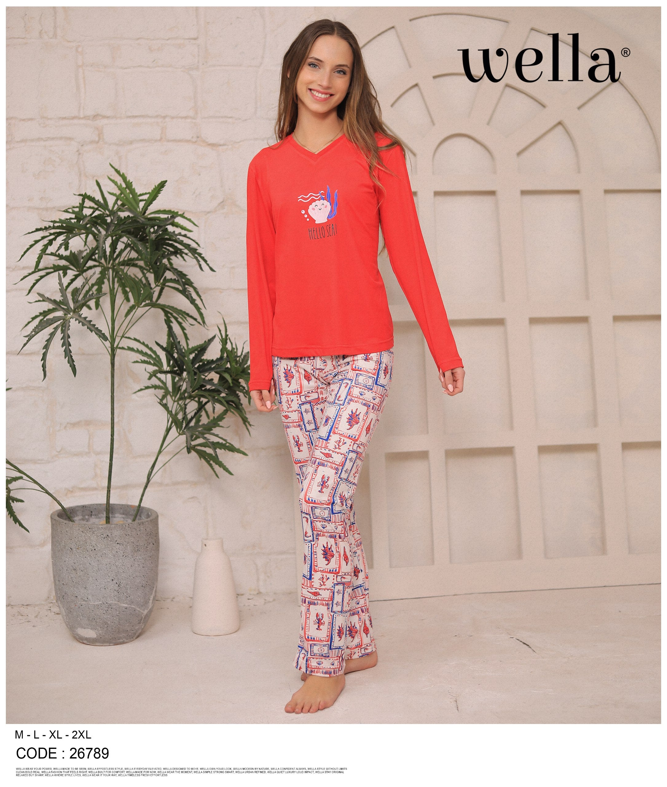 Red Hello Sea Pajama Set