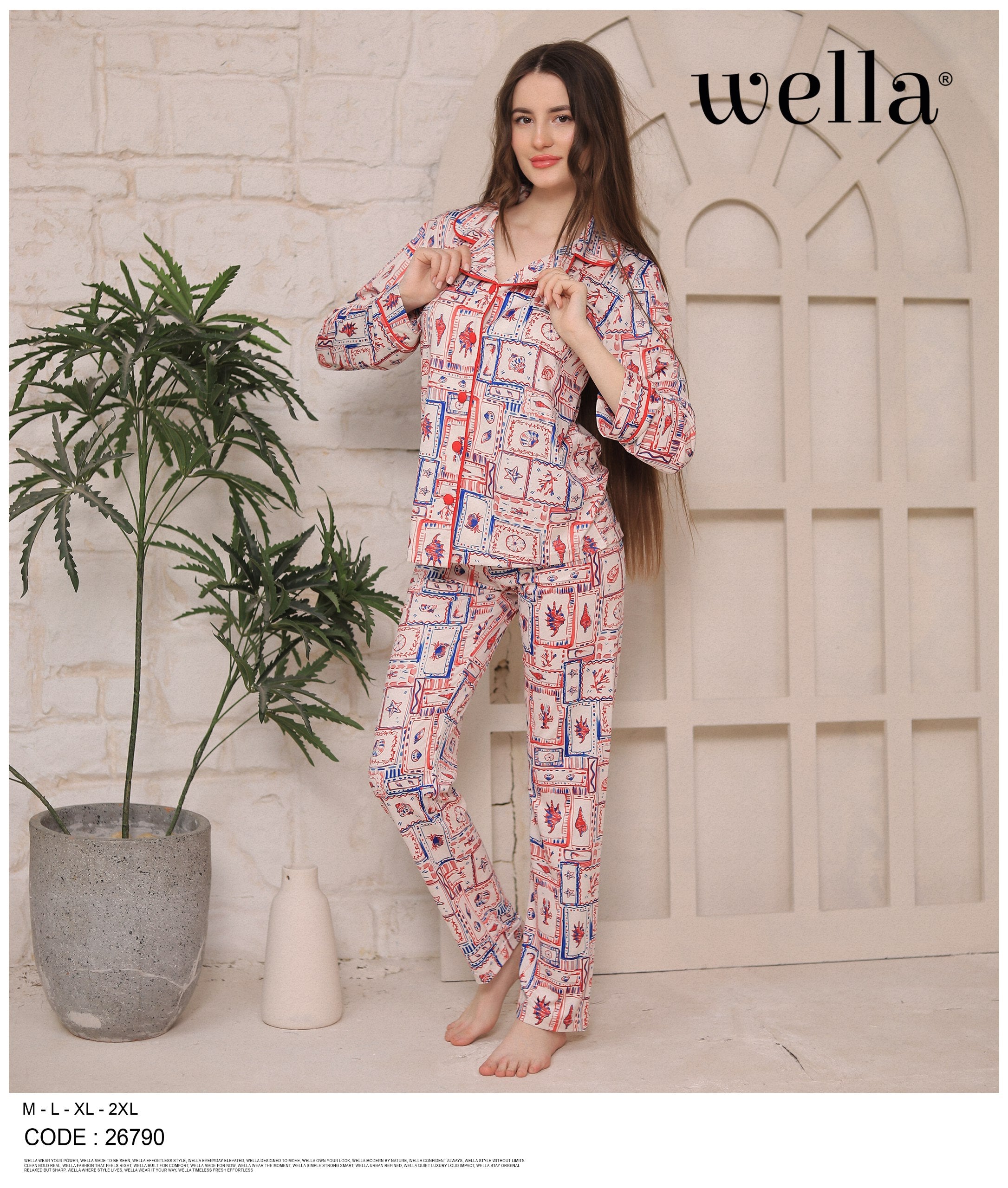Red Coastal Map Pajama Set