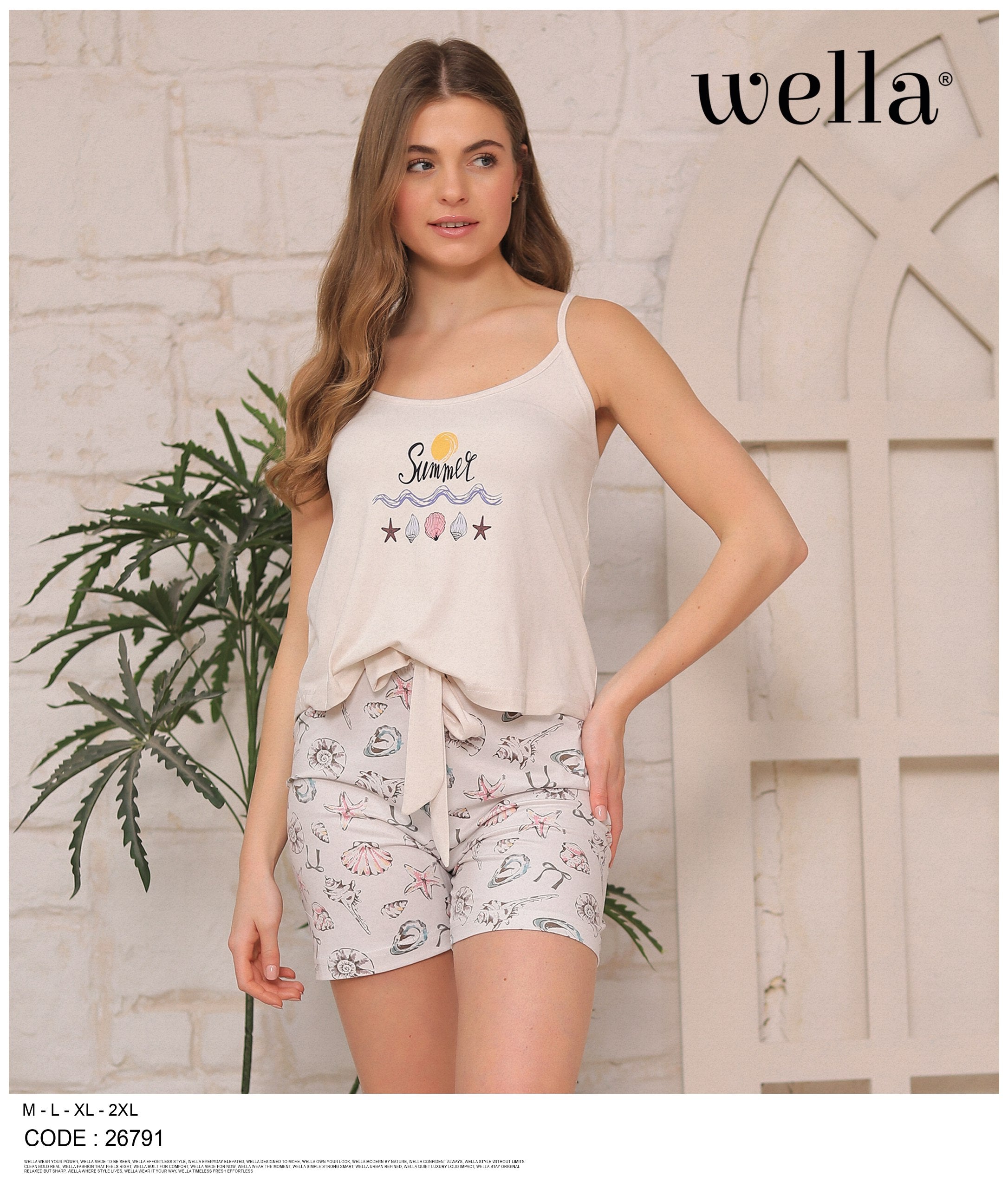 Grey Summer Shells Short Set
