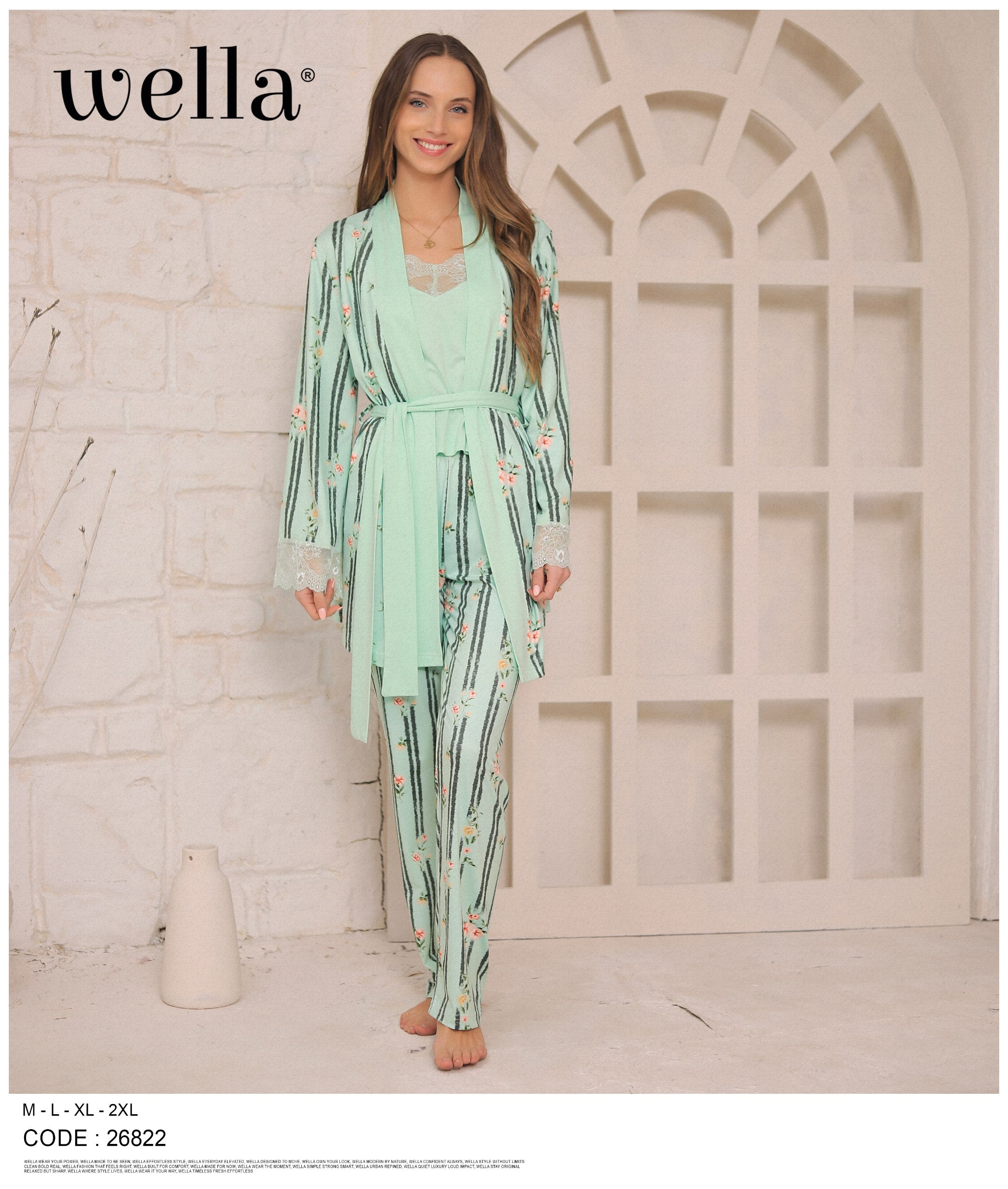 Mint Floral Stripe 3-Piece