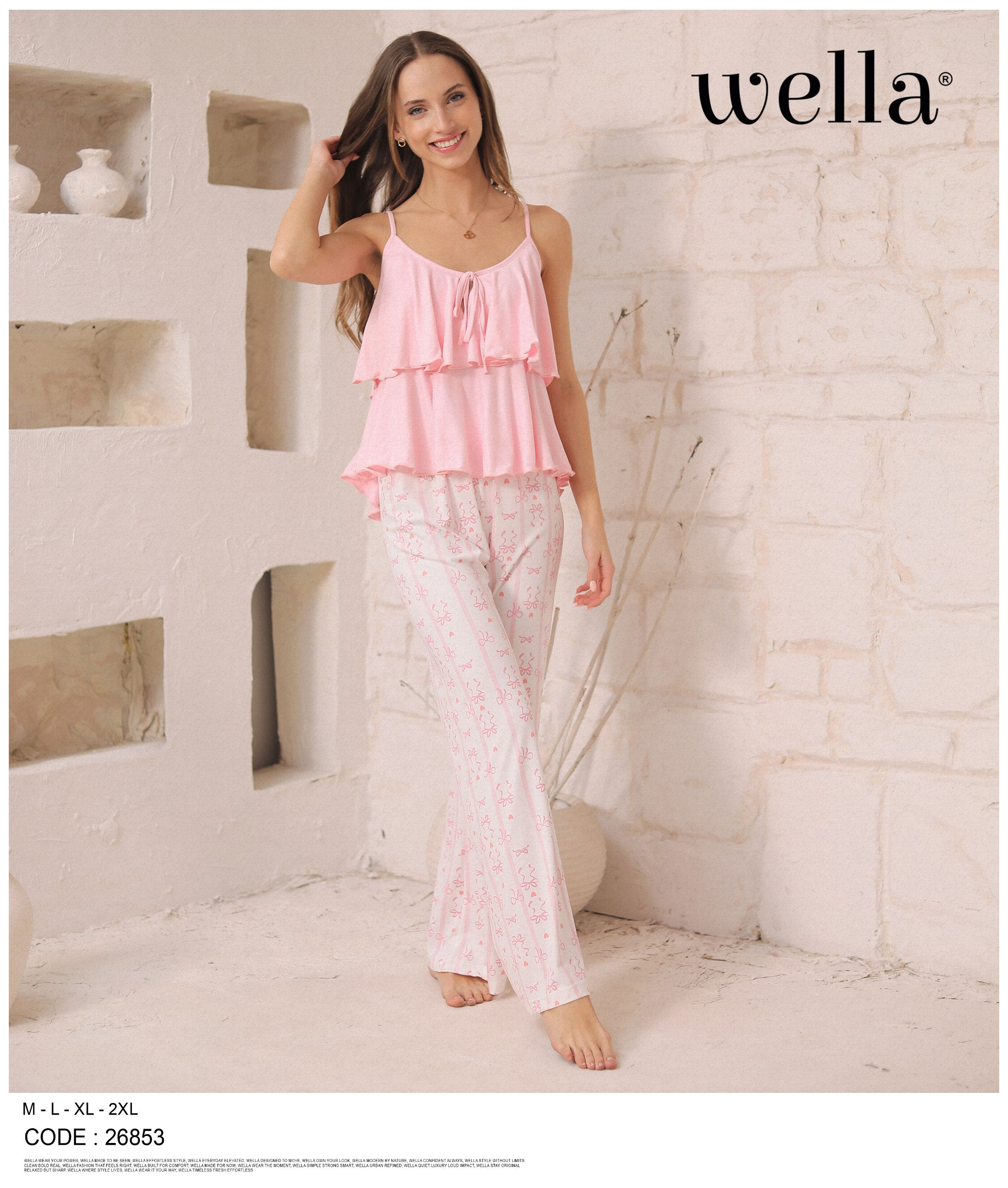 Ruffle Wide-Leg Pajama Set
